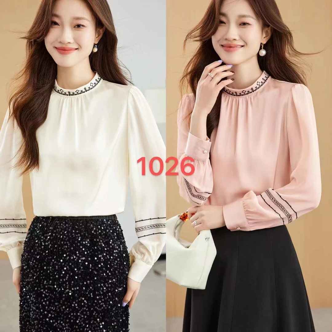 【锦衣服饰】WZ 1026圆领时尚刺绣衬衫