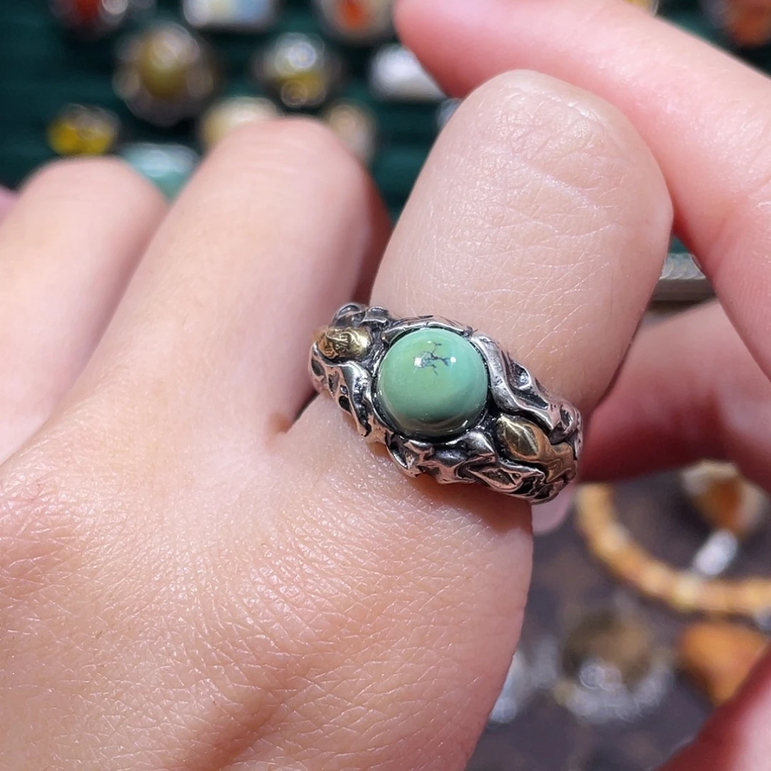 绿松石银S925镶嵌戒指