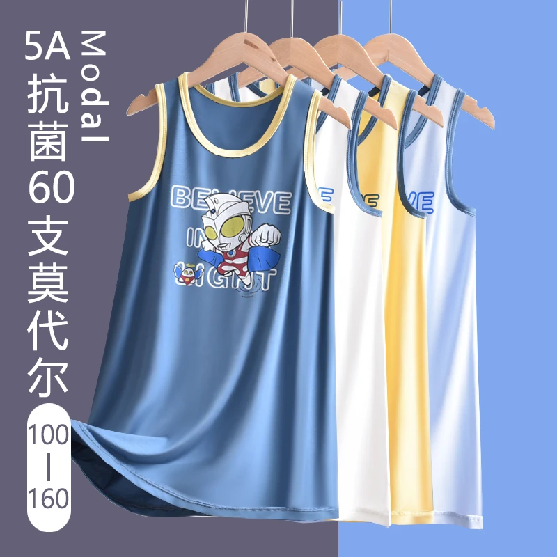 莫代尔男童睡裙夏季薄款儿童睡衣大童包皮术后衣服宝连体睡裙长款