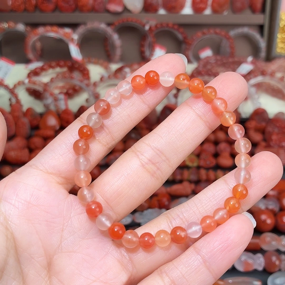 南红玛瑙未镶嵌颈饰糖果色单圈5+