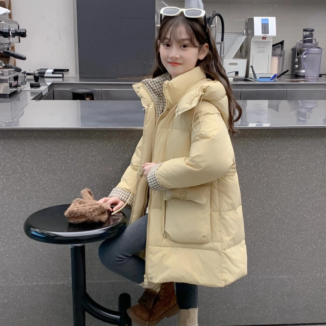 女童羽绒服2025新款冬季儿童洋气中长款白鸭绒加厚女孩冬装外套潮