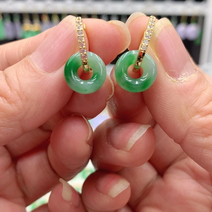 翡翠银S925镶嵌耳饰