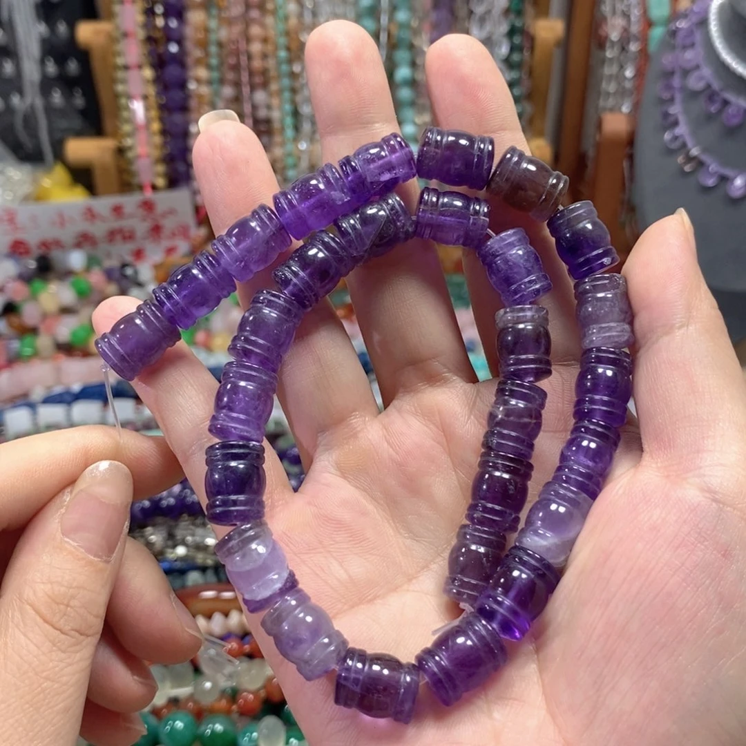 足银镀金镶嵌玛瑙/玉髓珠宝半成品紫水晶回纹一条卡10*14mm