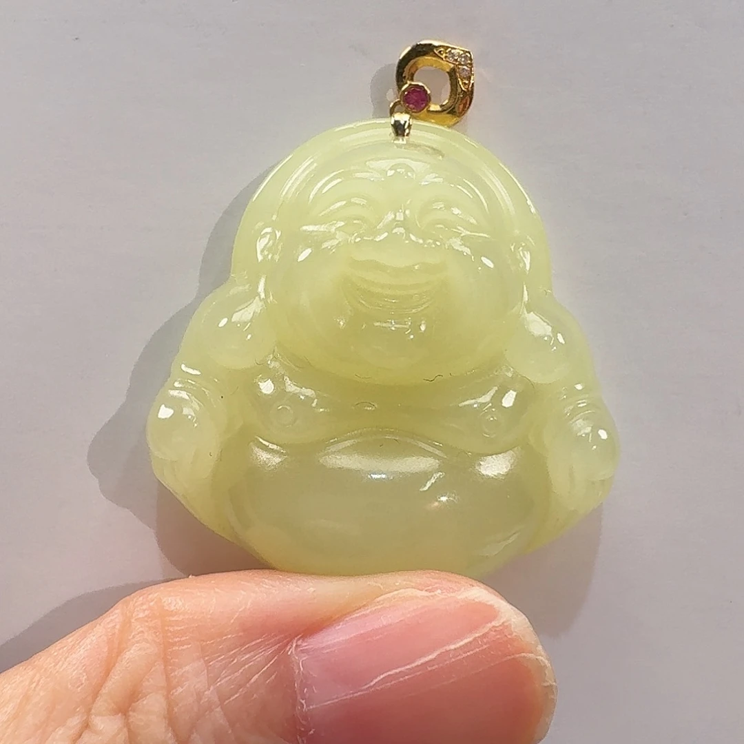 和田玉18K金镶嵌颈饰