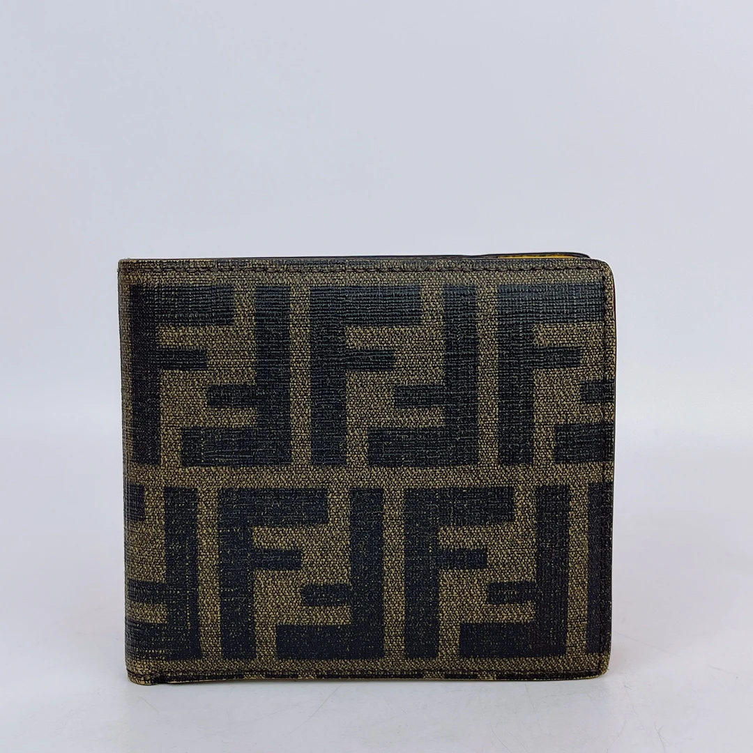 95新 FENDI/芬迪 芬迪 棕色老花钱包长11 J587
