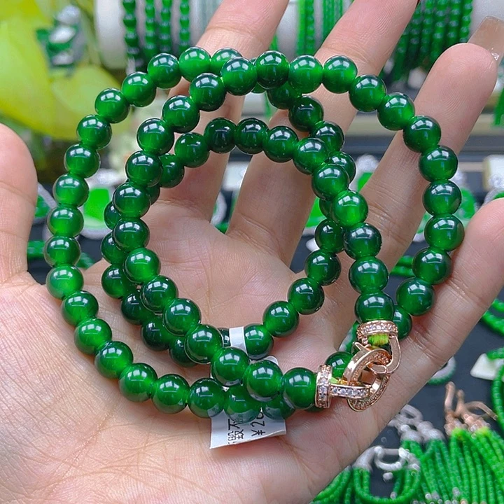 翡翠颈饰未镶嵌圆珠项链8