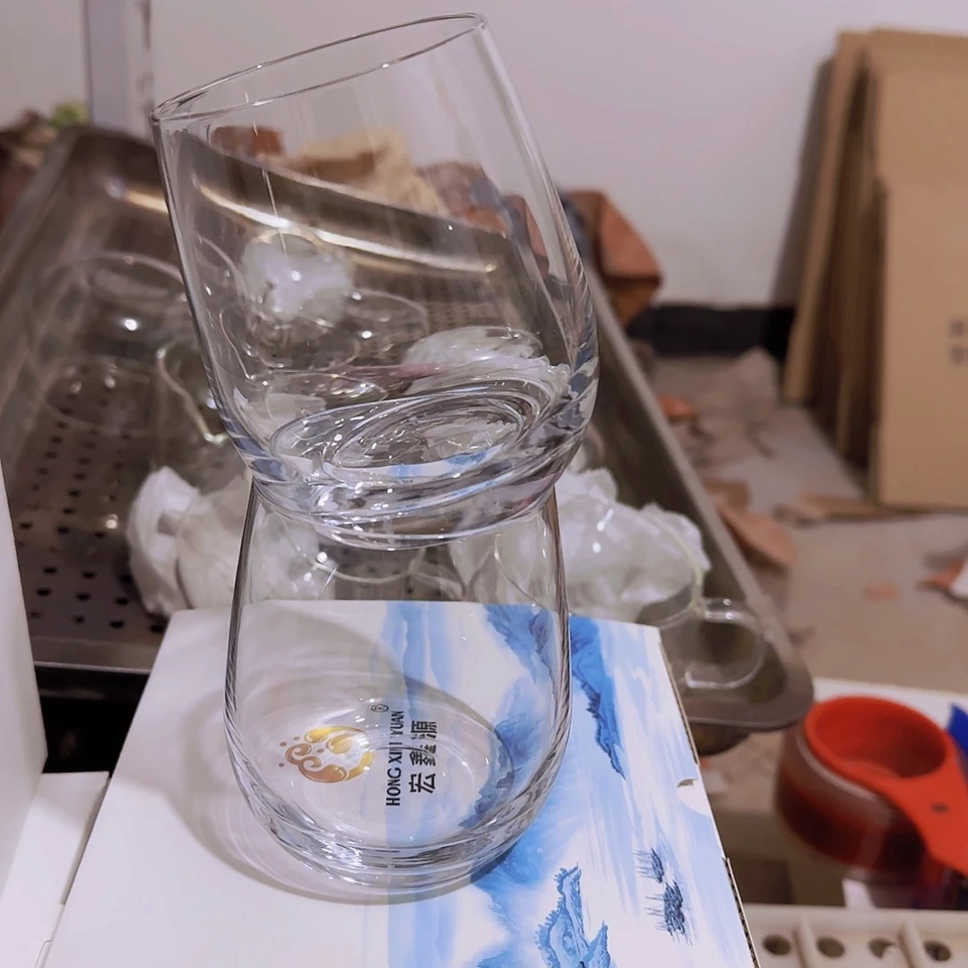 高硼硅玻璃茶水分离款冰山杯2支