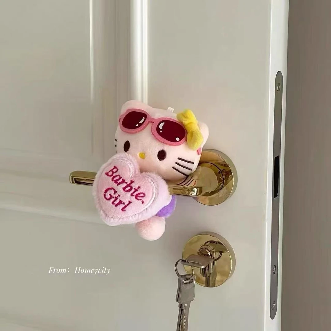 【新家的100个快递】可爱少女心kitty门把手装饰玩偶挂件防磕碰保护