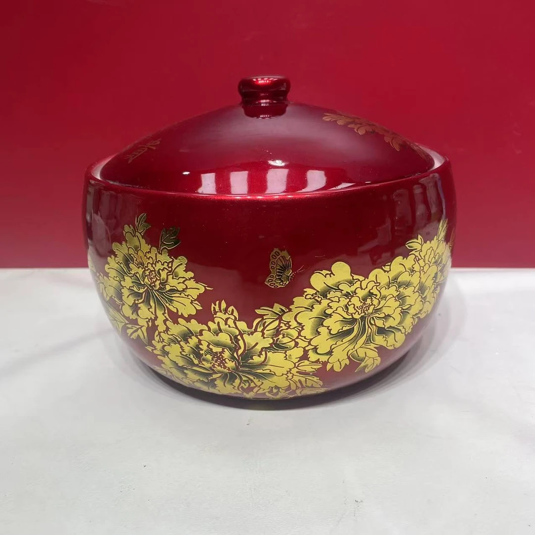 景德镇陶瓷中国红储物罐