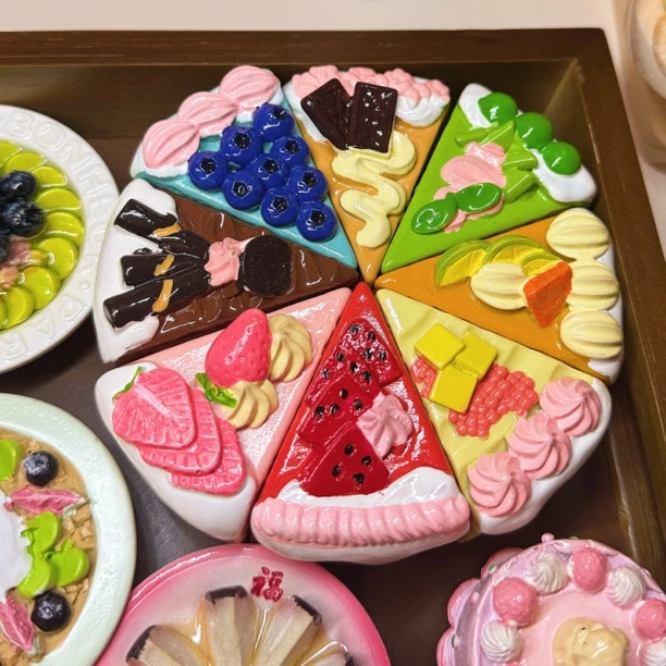 八拼蛋糕磁吸冰箱贴可爱立体甜品切块创意食玩