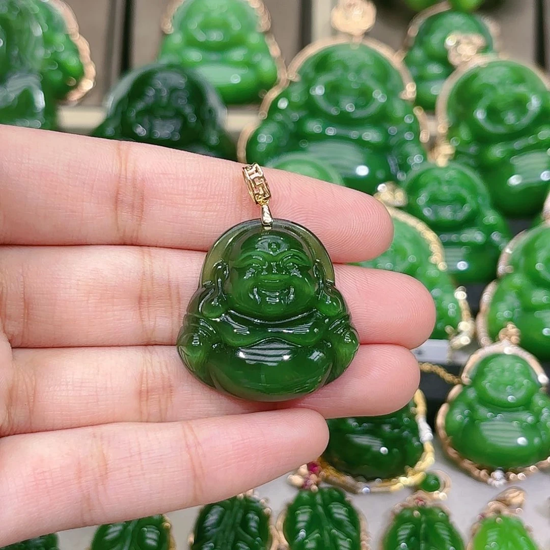 和田玉（碧玉）颈饰18K金镶嵌