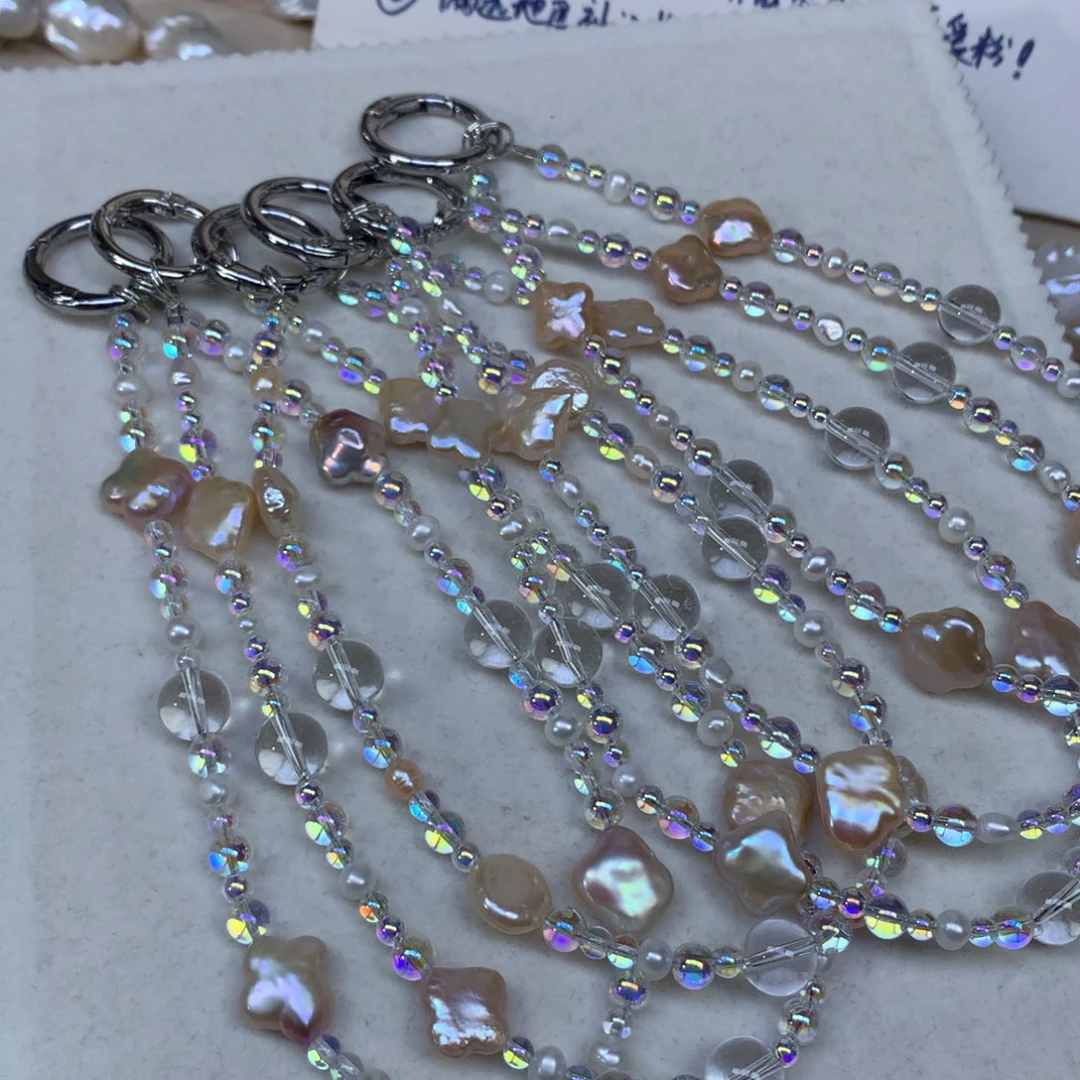 合金淡水珍珠耳环福利手机链随机1个