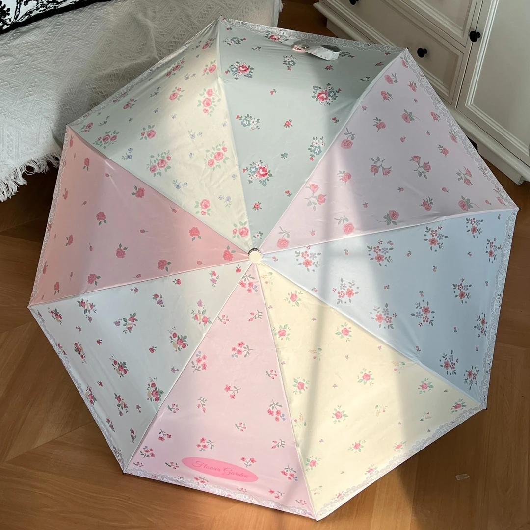 【碎花蛋糕】韩系bm风晴雨两用防晒伞太阳伞女防紫外线遮阳伞晴雨伞