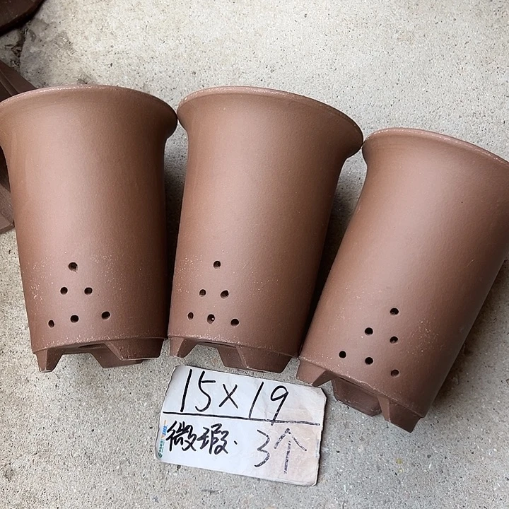 紫砂花盆宜兴紫砂花盆3只