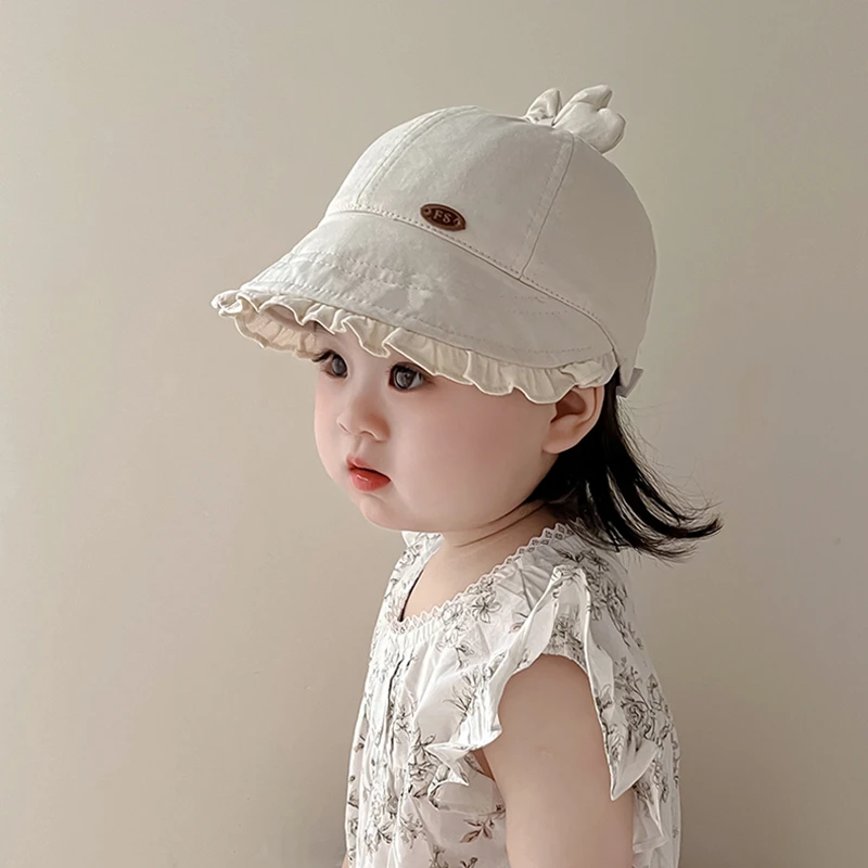 婴儿帽子春秋薄款公主遮阳帽大檐防紫外线鸭舌出游儿童防晒帽子