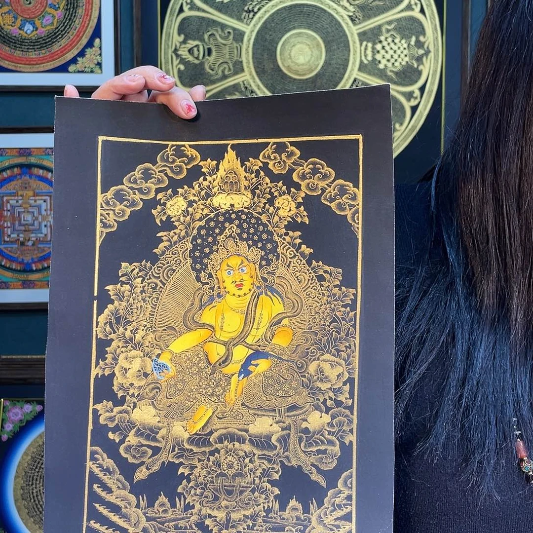 卷轴画手绘唐卡 30*20厘米黄财