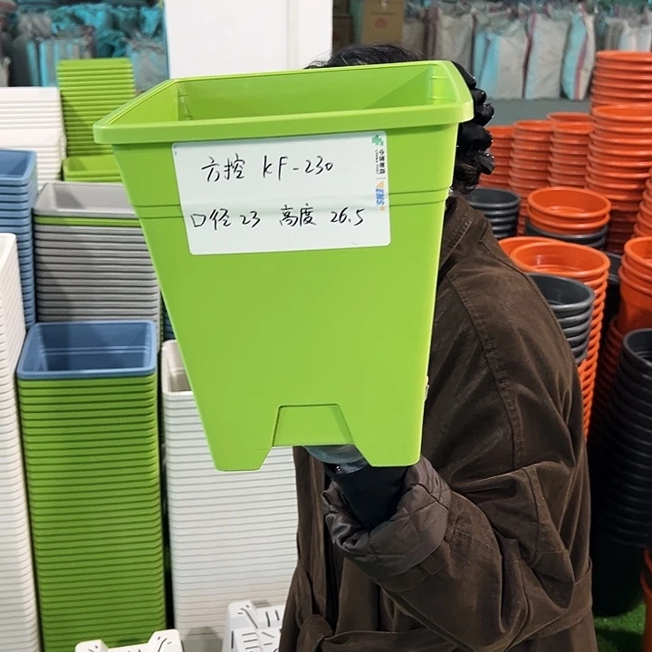 正品方盆口23高26果绿无托5只