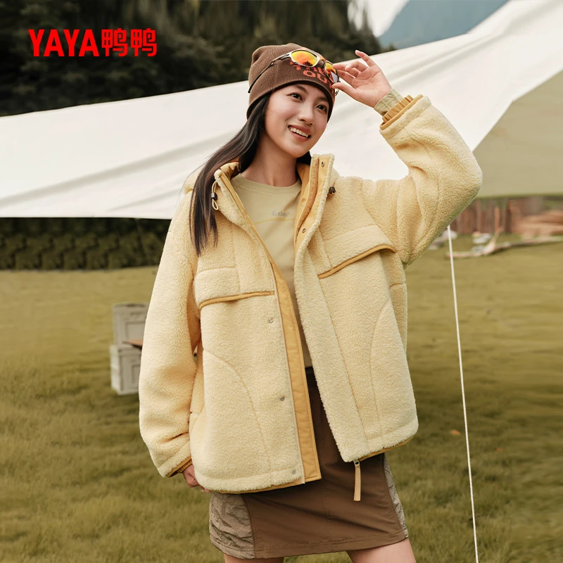 YAYA/鸭鸭摇粒绒羽绒服冬季户外运动男女同款秋冬保暖YE5B006637P