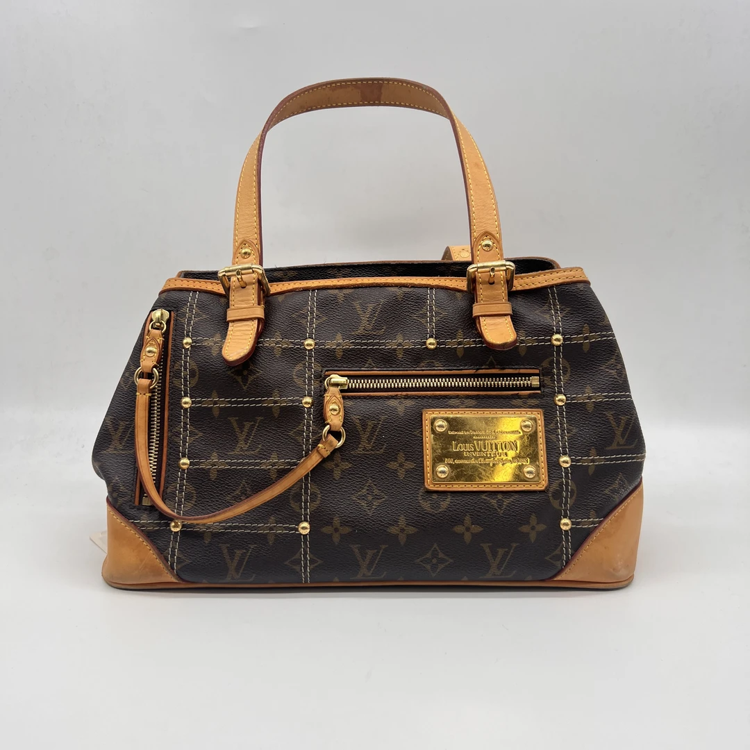 95新 LouisVuitton/路易威登 老花铆钉秀款手提包中古复古07年