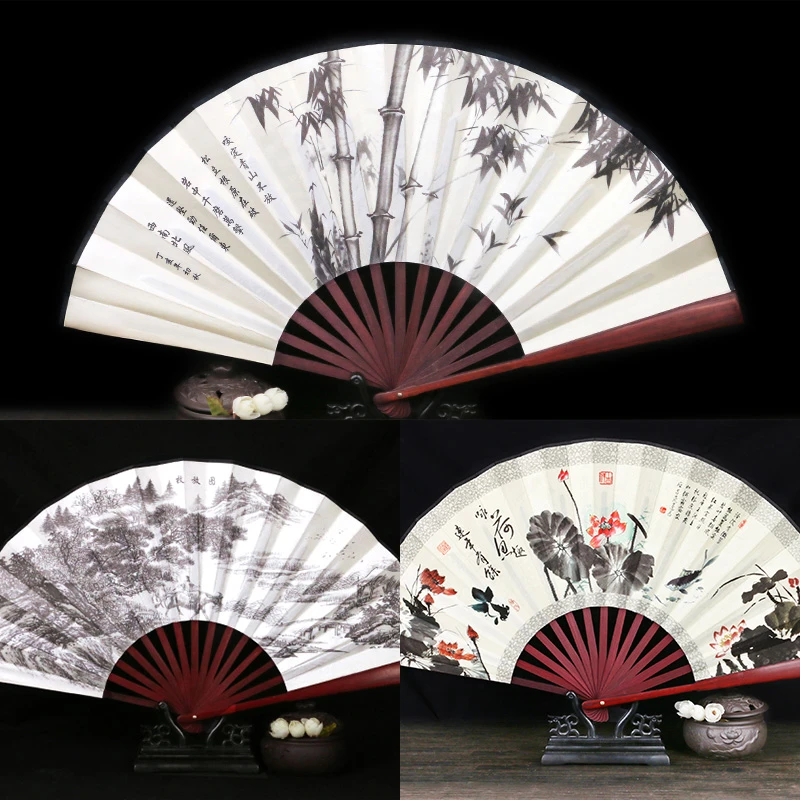 141-中国风10寸3把折扇组合复古扇子日用随身携带夏天男士舞蹈扇