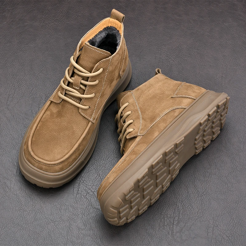 冬季爆款真皮马丁靴男款加绒高帮男鞋秋冬款2024男士英伦风工装靴