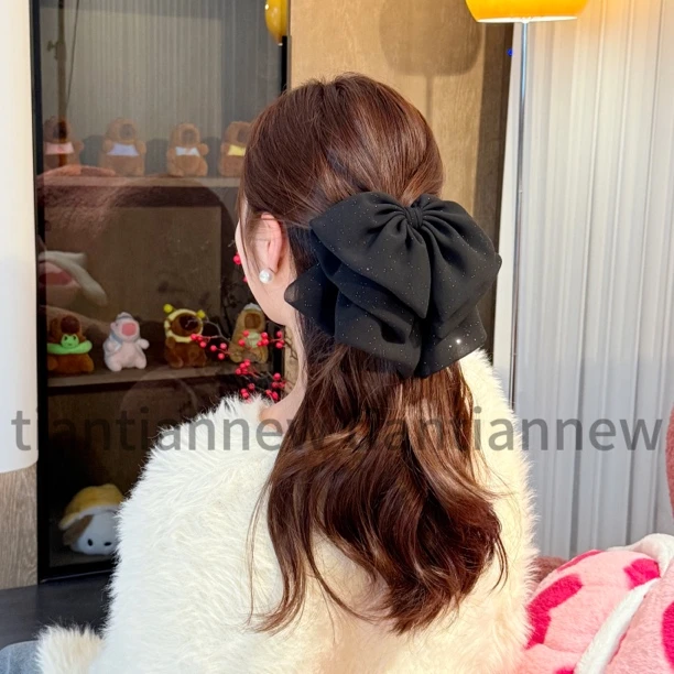 【迷雾】A105韩系气质百搭马尾抓夹新款蝴蝶结飘逸半扎头饰女蓬松