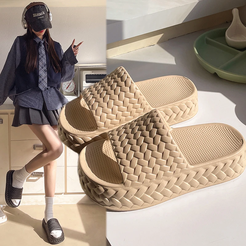 拖鞋女款夏季休闲外穿凉拖EVA厚底增高防滑室内浴室软底凉拖鞋女