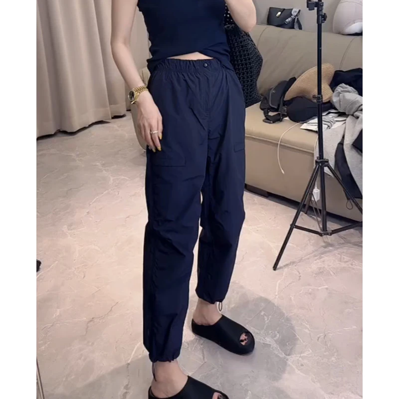 2025早秋新款小个子九分工装休闲裤女大码梨型身材穿搭显瘦束脚裤