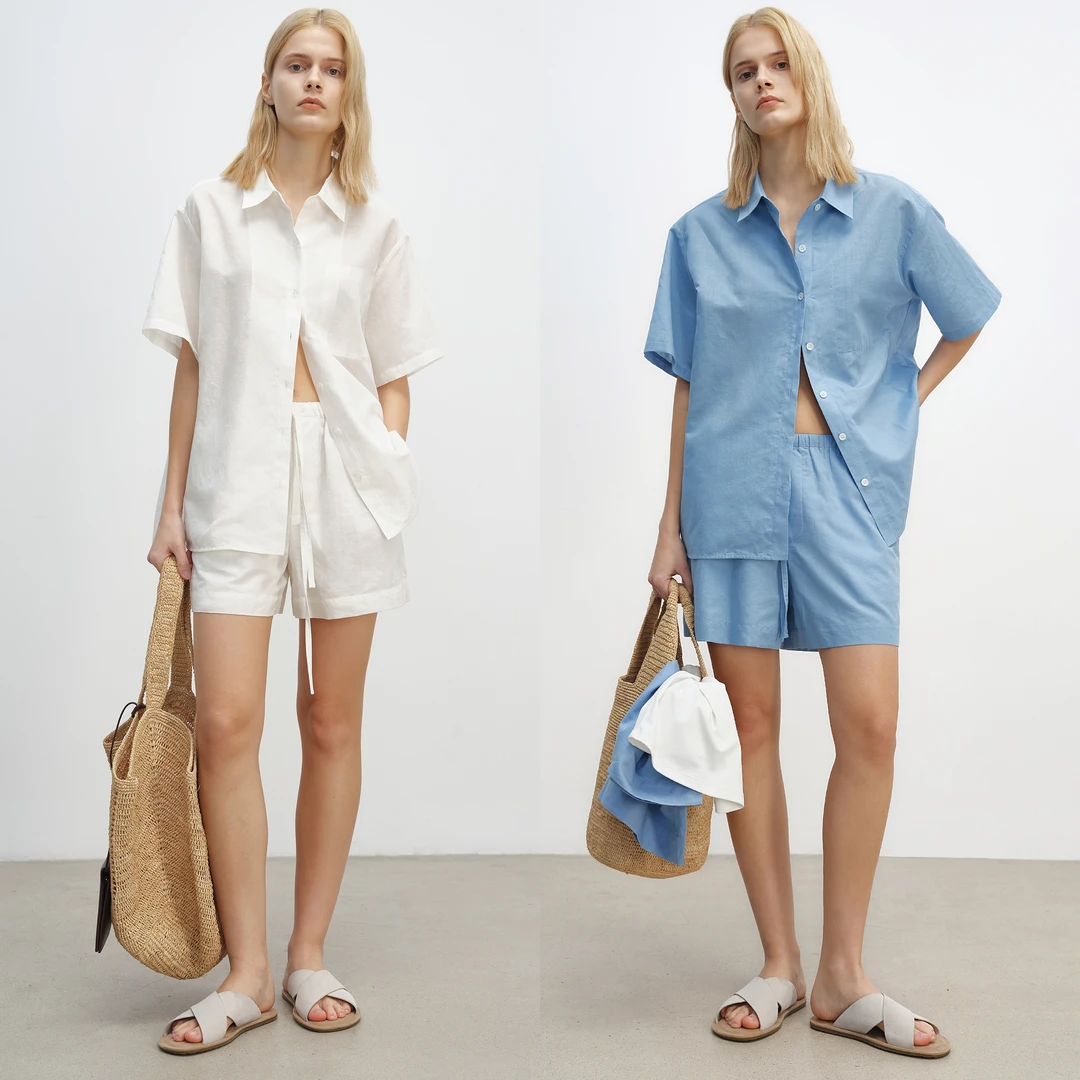 MSBEAST清凉王炸组合 廓形短袖衬衫/阔腿长裤/短裤 汉麻棉三件套