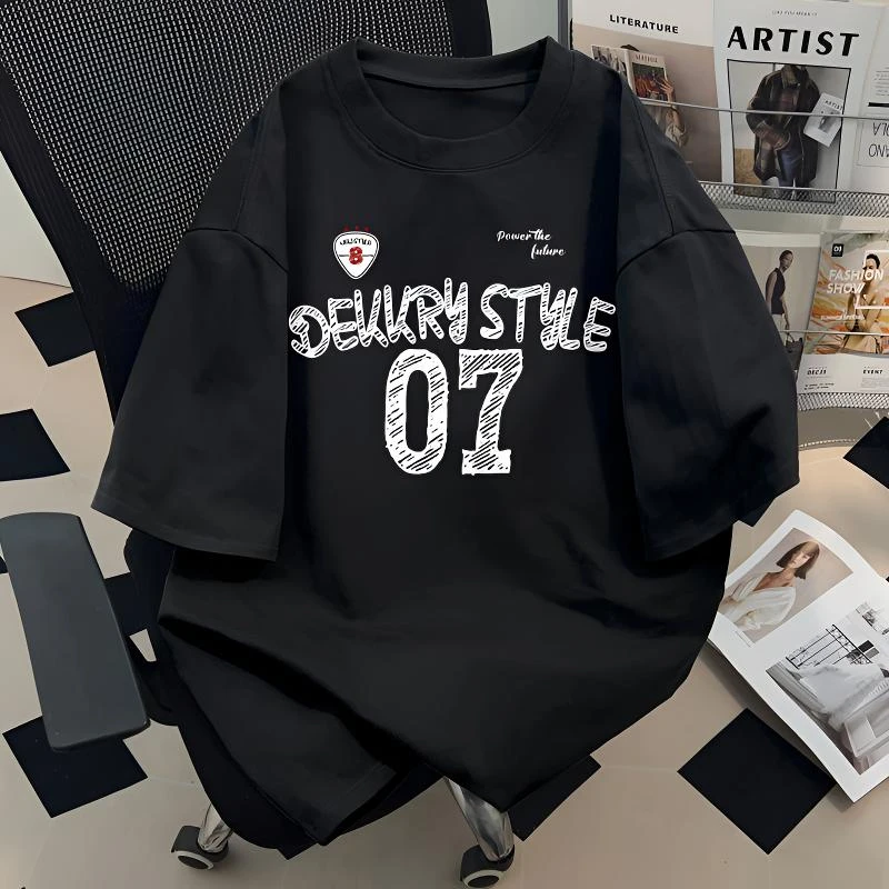 jtrt美式复古圆领短袖t恤男女2025新款夏季个性舒适宽松半袖上衣