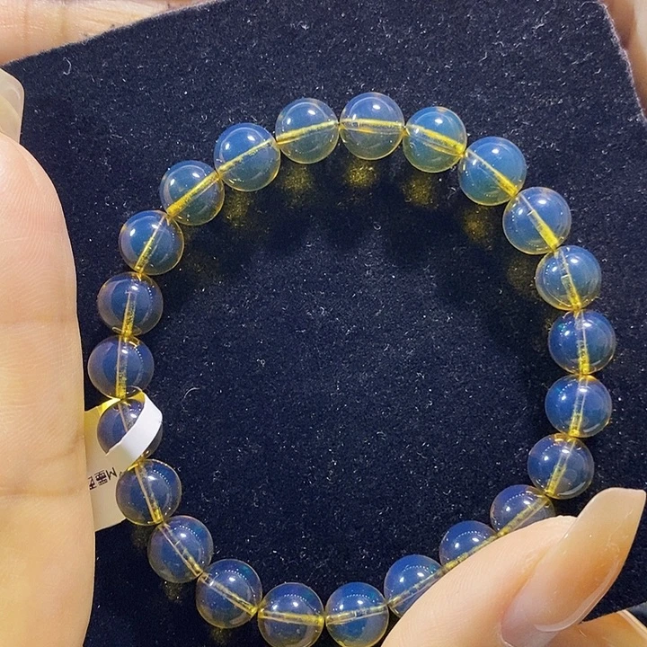 蓝珀未镶嵌珠宝奇石墨西哥蓝珀手串8