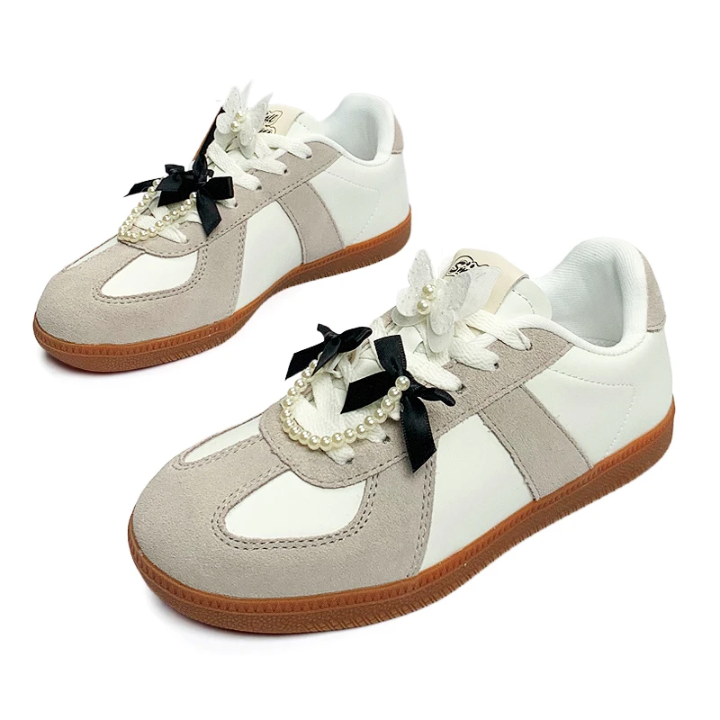 SMALLEYES小逗眼夏新款小白鞋透气韩版白浅灰德训鞋板鞋女鞋92581