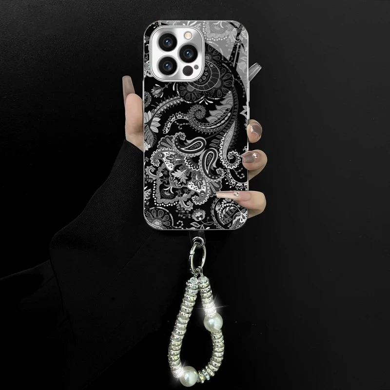 电镀玻璃适用苹果/oppo/华为/vivo/小米高级感蕾丝图案创意手机壳