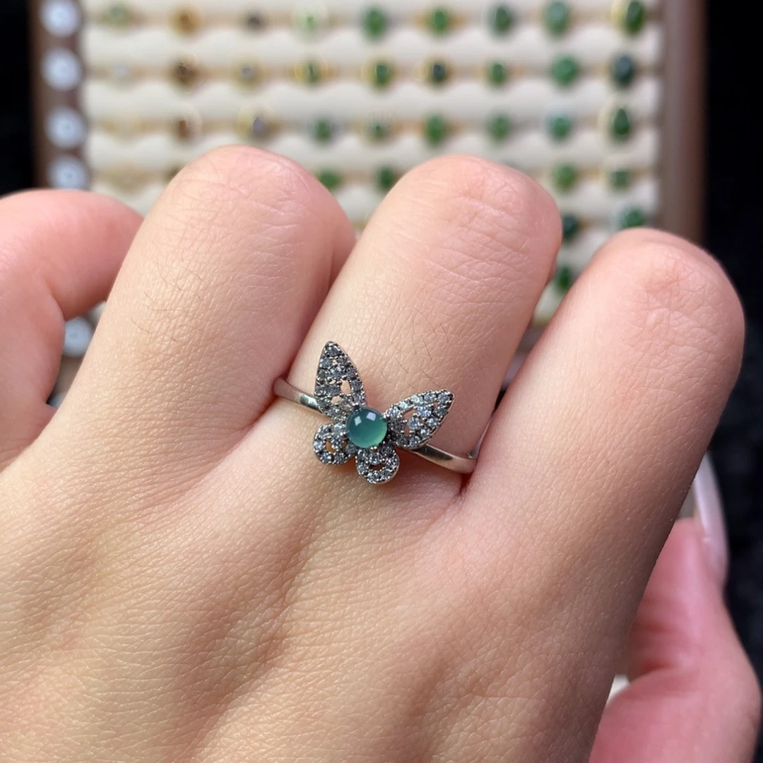 和田玉银S925镶嵌戒指