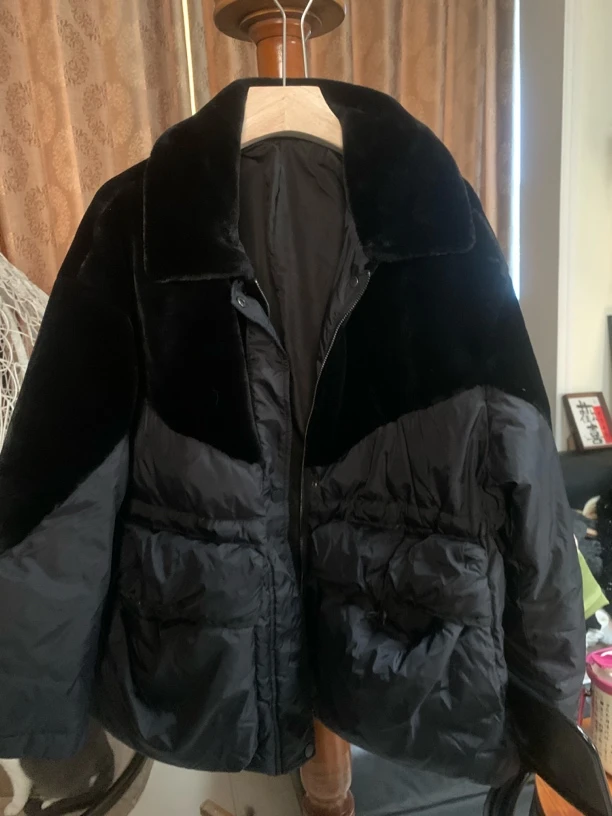 女装黑色秋冬拼接立领复古