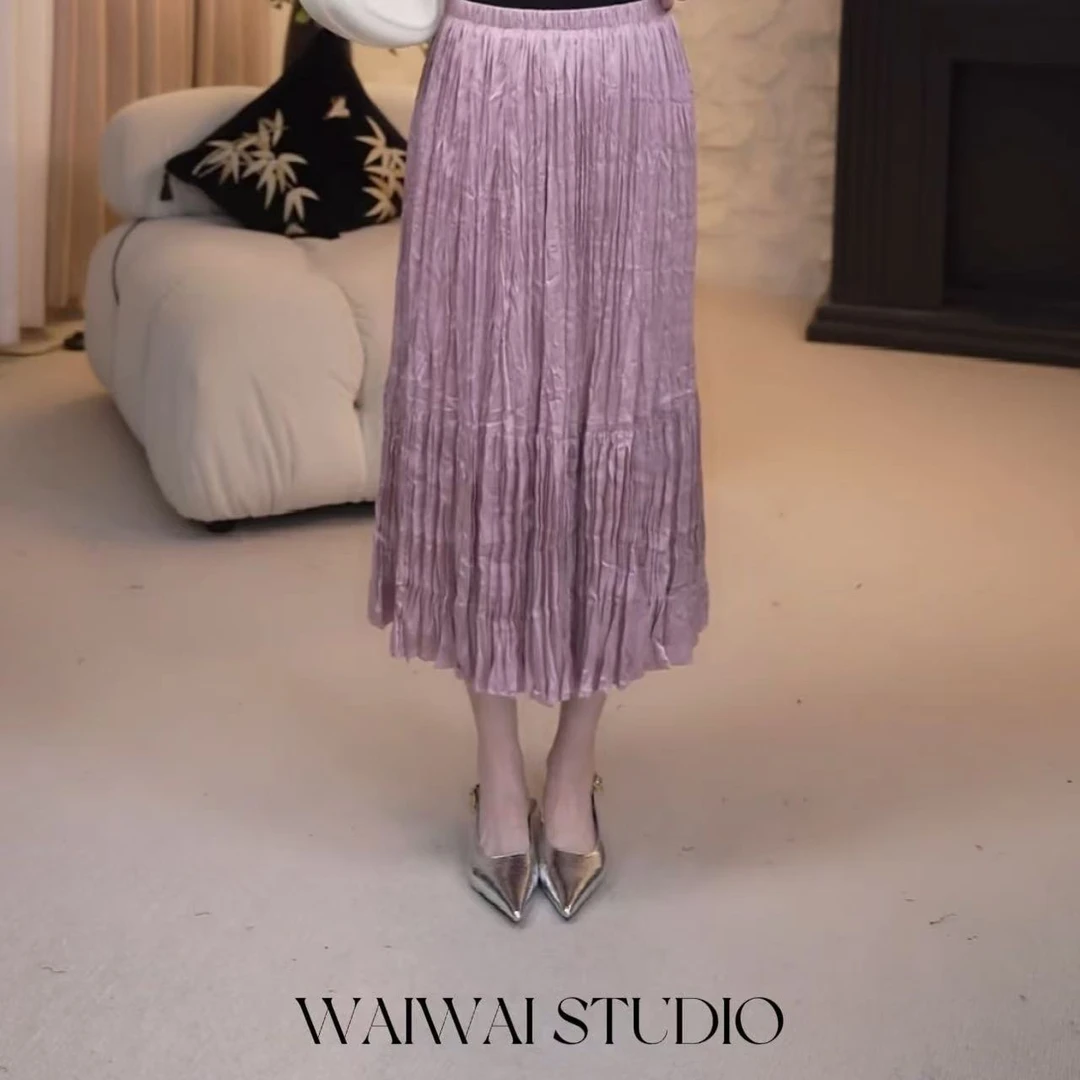 【纸片裙】显瘦百搭“纸片人”压褶半裙 X52B368