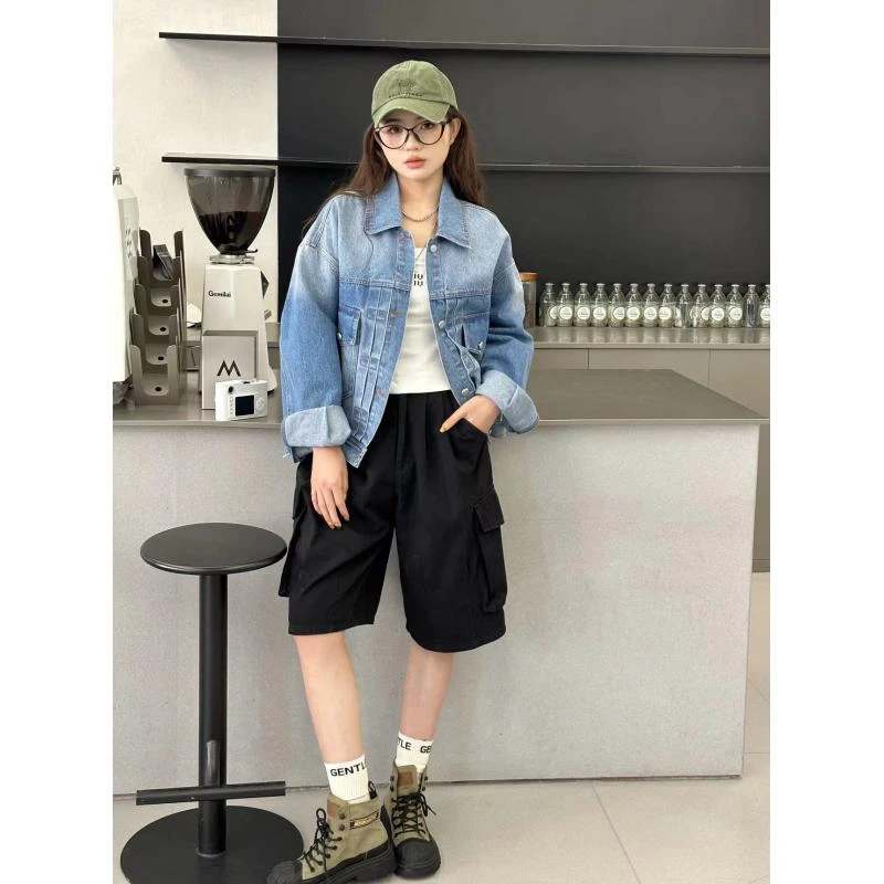 美美推荐813韩版休闲翻领牛仔外套