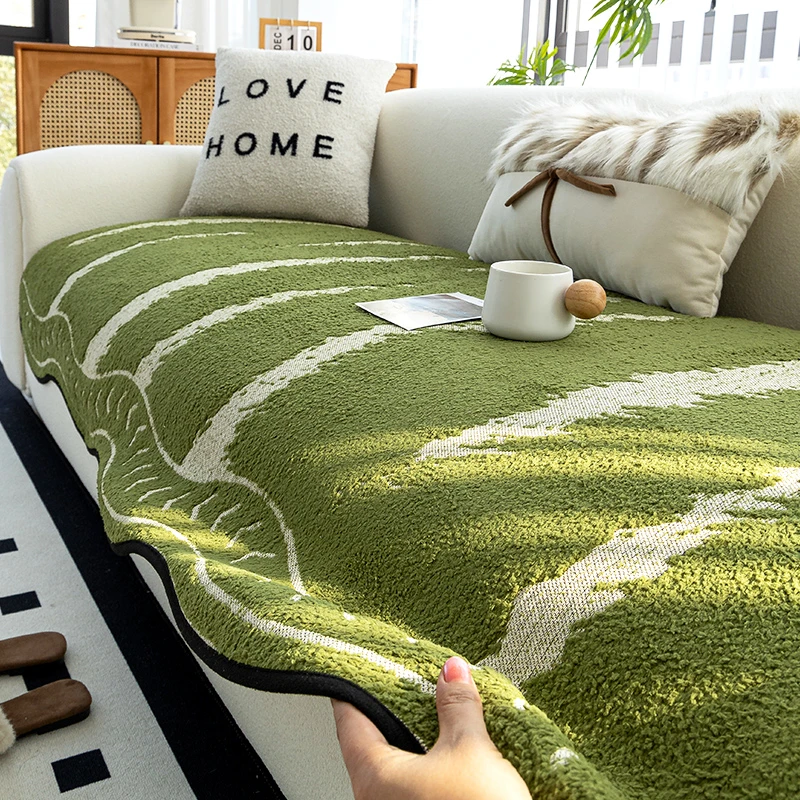 【曲悠落】简约现代不规则沙发坐垫半边绒加厚保暖防滑坐垫子异形