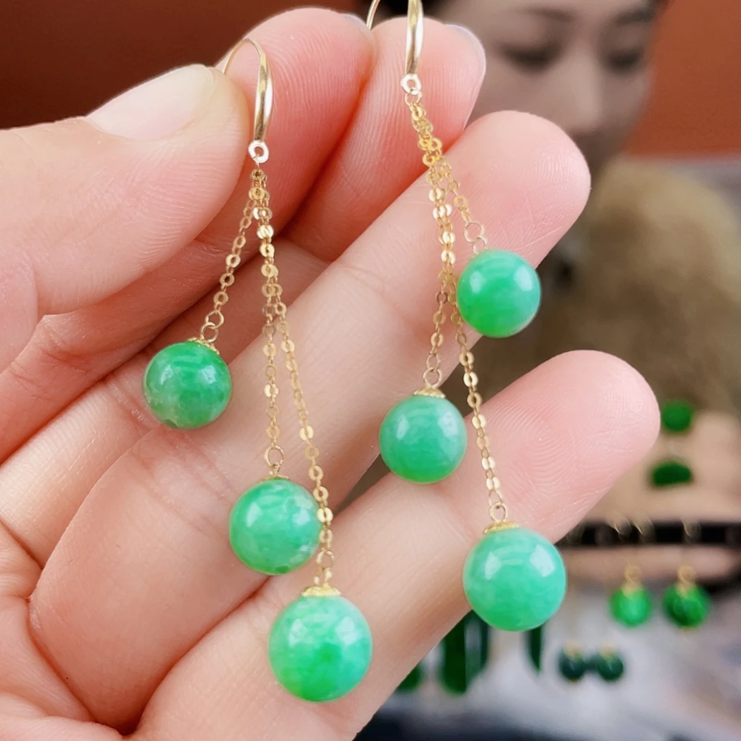 翡翠18K金镶嵌耳饰