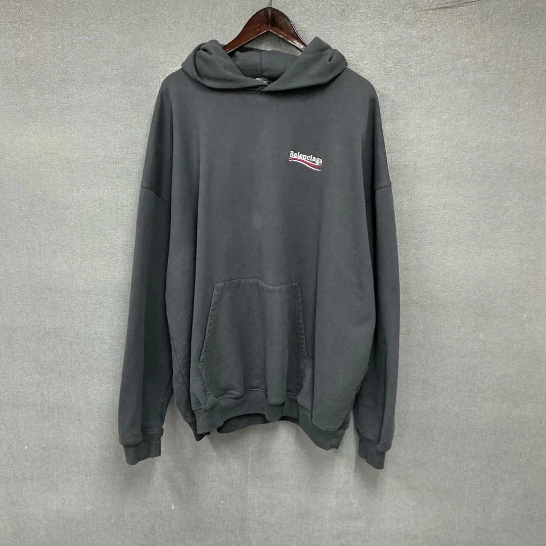 99新 Balenciaga/巴黎世家 可乐海浪刺绣帽衫卫衣 99新M码/8113