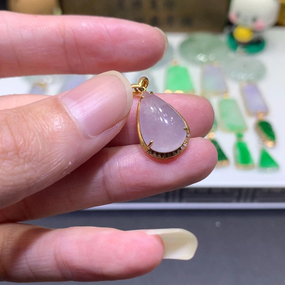 翡翠18K金镶嵌吊坠(不含链)