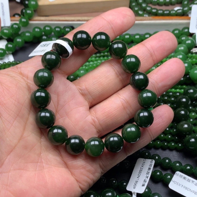 【闪购商品】未镶嵌手链和田玉（碧玉）浩*12