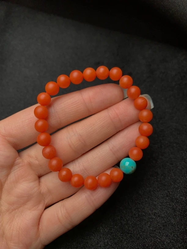 7+mm哑光南红玛瑙单圈手串#货号SC94