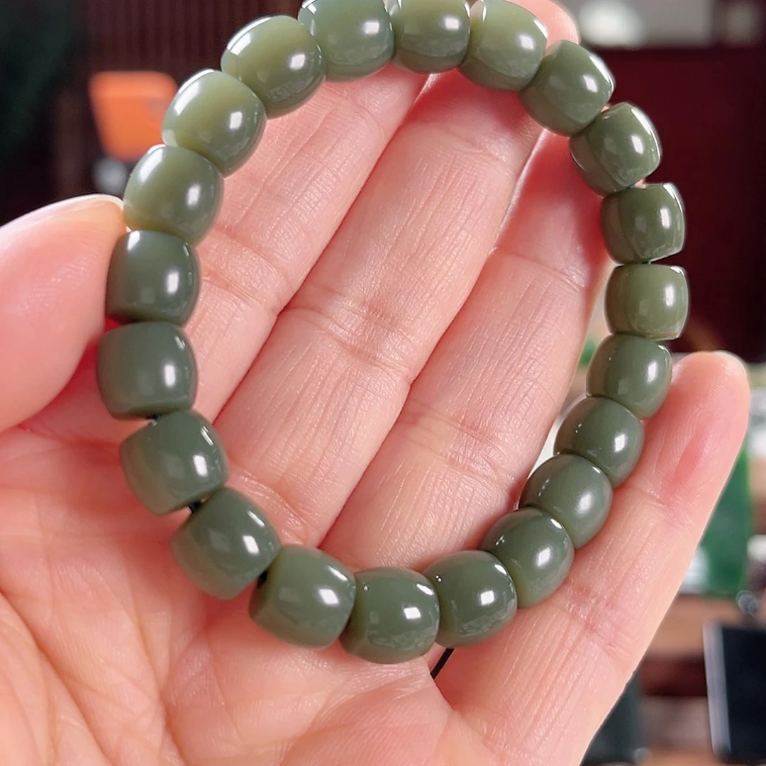 和田玉手链未镶嵌新疆和田玉沙枣青直切