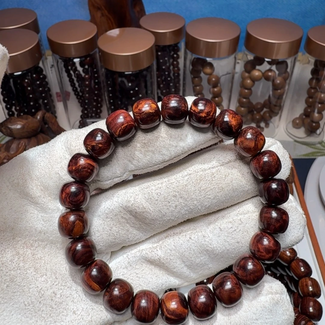 黄花梨/降香黄檀手串/手链海南黄花梨精工9.5✖️10紫油梨星空留疤