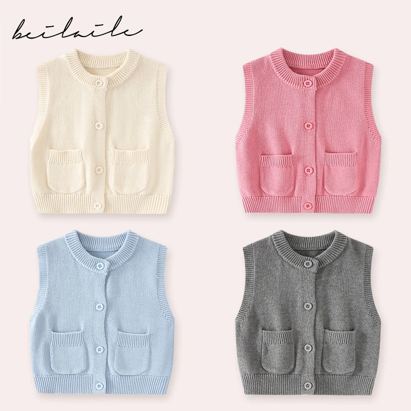【针织背心马甲  】宝宝春秋儿童装婴儿无袖上衣B14