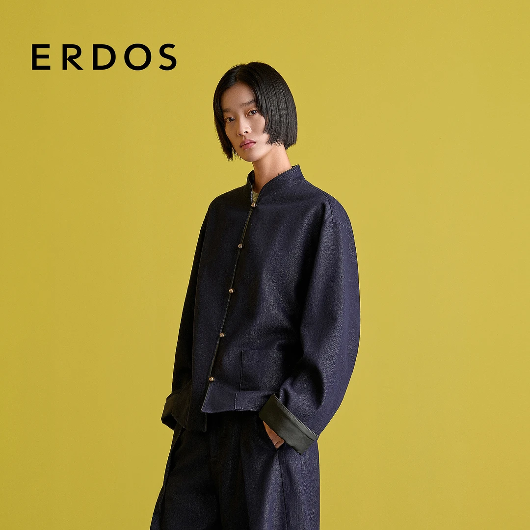 ERDOS 新中式风牛仔中式金豆扣牛仔外套【东西邂逅】
