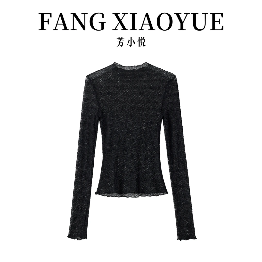 【芳小悦】春款打底衫肌理感网纱打底衫25T8005
