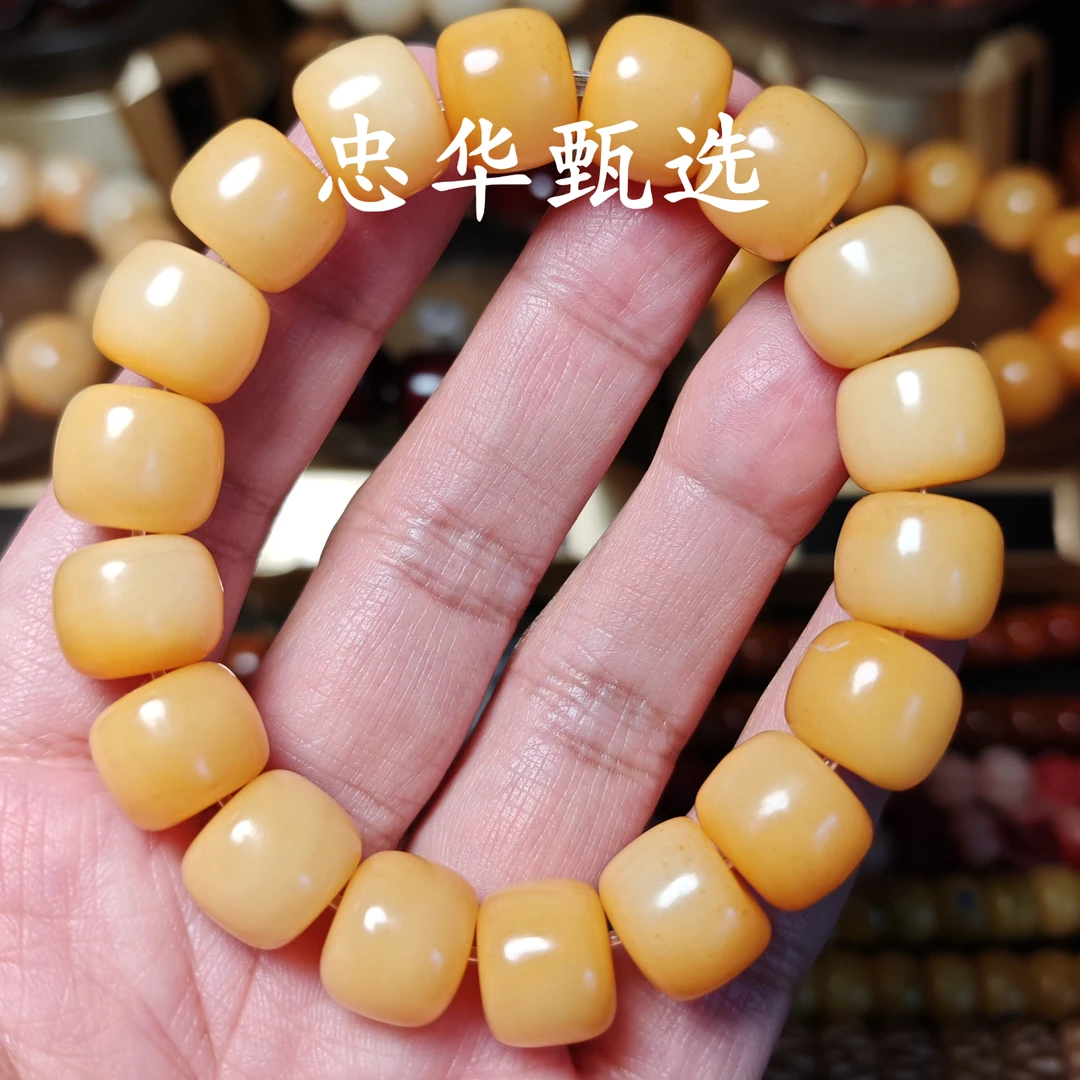 藏式骨串老料老灵骨14mm桶珠手串素圈民族风单圈手链