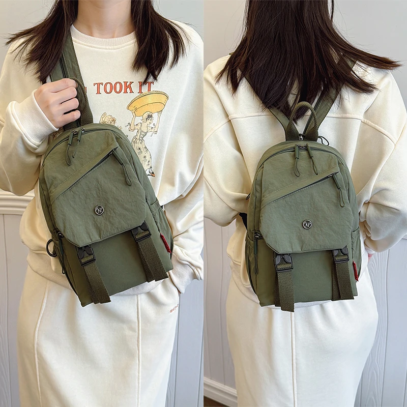 多用双肩包女2025新款休闲斜肩包百搭户外旅游通勤小背包斜挎胸包